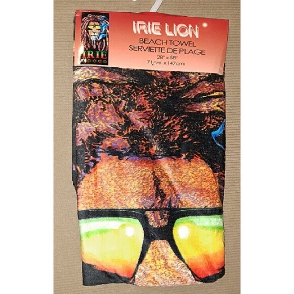 New Rasta Lion Beach Bath Pool Gift Towel Dreads Weed Smoke Marijuana Irie Retro - Picture 3 of 4